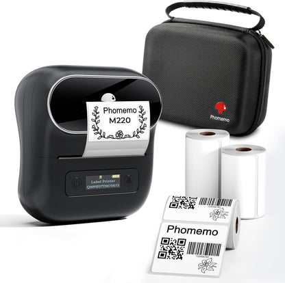 Phomemo Label Maker,M220 Label Printer,3 Inch Bluetooth Thermal Label Maker Machine with 6000+ Icons,700+ Templates,400+ Fonts,for Kids School Items,Small Business,Large Sticker