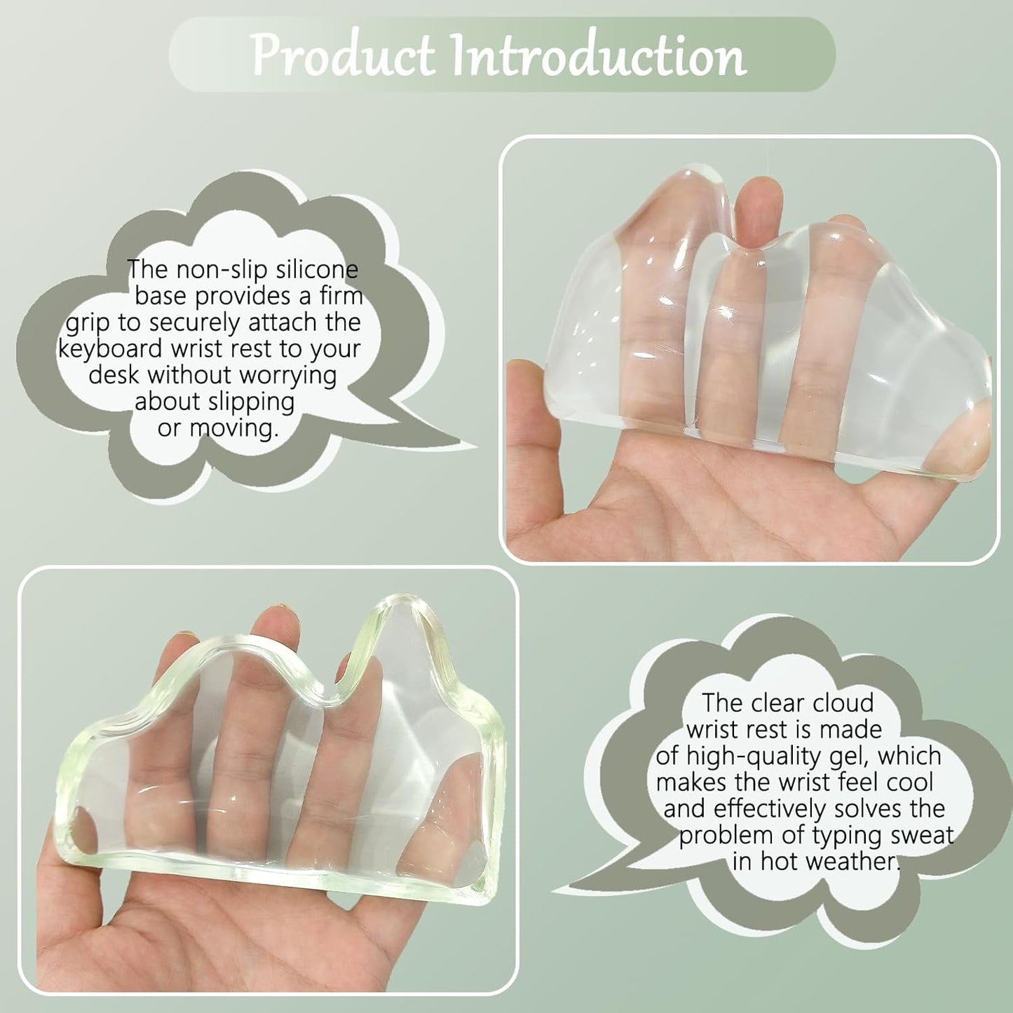 Gel Wrist Rest for Keyboard and Mouse Square Blue Plaid Clear Keyboard Wrist Rest Transparent Ergonomic Cute Checkered Mouse Wrist Pad Silicone Non-Slip Support for Computer Laptop Gaming Home Office