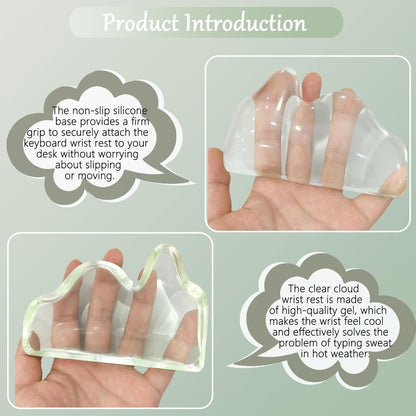 Gel Wrist Rest for Keyboard and Mouse Square Blue Plaid Clear Keyboard Wrist Rest Transparent Ergonomic Cute Checkered Mouse Wrist Pad Silicone Non-Slip Support for Computer Laptop Gaming Home Office