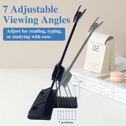 Keenjorika Desktop Document Book Holder with 7 Adjustable Positions, Black Document Holder for Desk, Paper Holder Copy Stand Holder for Speech, Paper Holder Stand for Desk Typing, Angle Adjustable