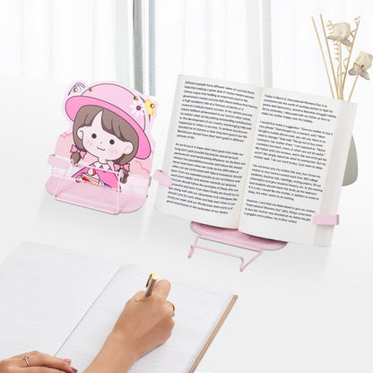Honagu Book Stand Book Holder Metal Desk Book Stand for Reading Hands Free, Adjustable Textbooks Cookbook Documents Holder, Christmas Birthday Gifts for Girls and Boys (Rocket)