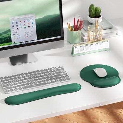 KTRIO Ergonomic Keyboard Wrist Rest and Mouse Pad with Wrist Rest Set, Memory Foam Wrist Support for Typing, Gaming, Office and Home Use, Black