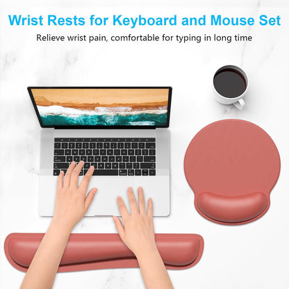 Dapesuom Keyboard Wrist Rest and Mouse Pad with Wrist Support, Cute Memory Foam Cushion for Keyboard and Mouse Set, Ergonomic Desktop Pad Rests with Non Slip Base for Easy Typing & Pain Relief, Pink