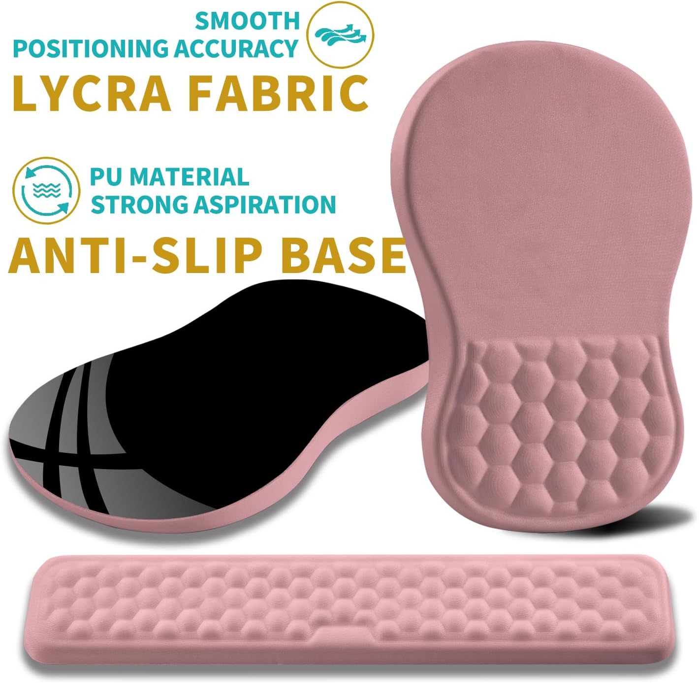 Hokafenle 2 in 1 Ergonomic Mouse Pad Wrist Support & Wrist Rest for Computer Keyboard Set, with Relieve Carpal Tunnel Pain Massage Bulge and Full Memory Gel Design (2In1 Set, Light Green)