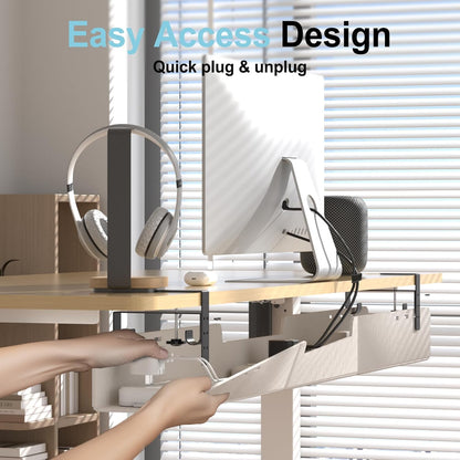 Under Desk Cable Management Tray,No-Drill Upgraded Thickened Felt Cord Organizer with Clamp or Screw Mount,Cable Holder for Standing Desk,Home Or Office(Beige, 31.5")