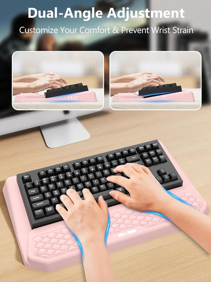 2-in-1 Ergonomic Keyboard Stand with Wrist Rest, Comfy Keyboard Riser Holder with Massage Design, Black