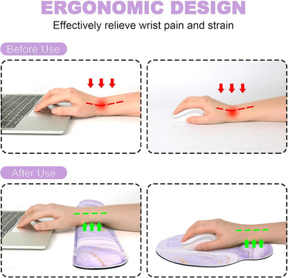 Ergonomic Mouse Pad with Wrist Rest and Keyboard Wrist Rest, Memory Foam Wrist Rest for Computer Keyboard, Easy Typing, Pain Relief, Mouse Pad Wrist Support for Gaming,Office, Laptop, Black Flower