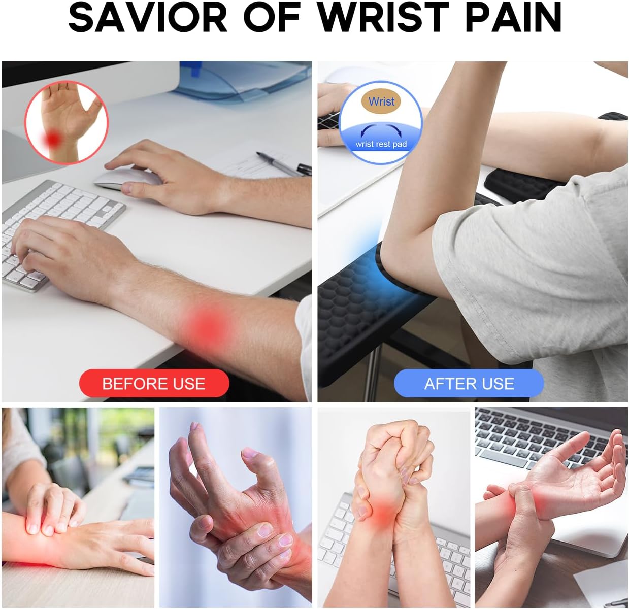 JIKIOU L-Shaped Desk Elbow Pad for Desk, Memory Foam Elbow Support Padding with Non-Slip, 2 Pack Ergonomic Desk Edge Cushion, Wrist Comfort Support for Office Home Black