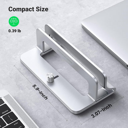 UGREEN Vertical Laptop Stand Holder for Desk Compatible with MacBook Pro, MacBook Air Stand Vertical Aluminum Adjustable for Up to 17.3 Inch Gaming Laptop, Gray