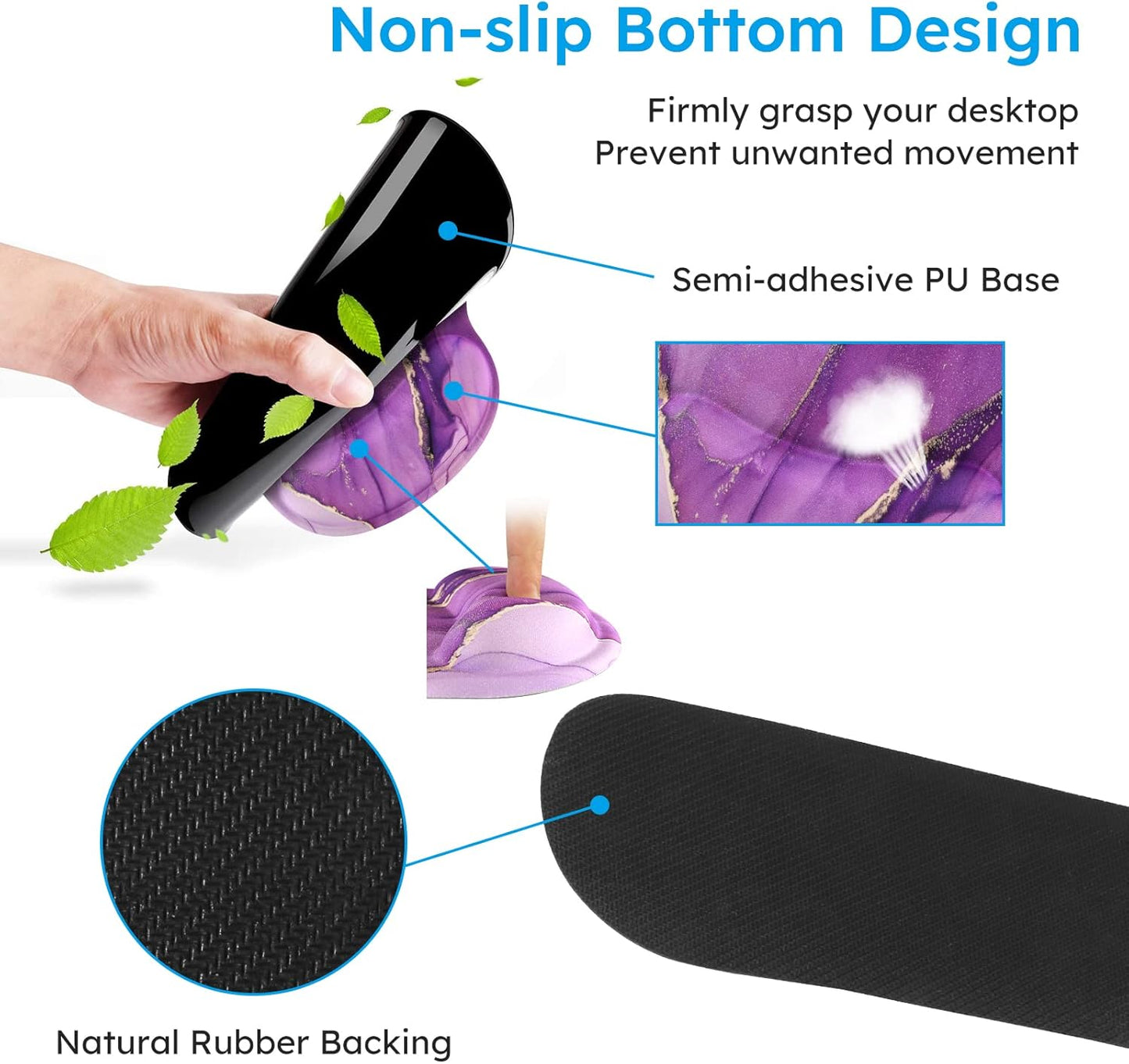 iCasso Desk Mat, Gaming Mouse Pad Wrist Support Set,4in1 XXL Large Mousepad + Keyboard Wrist Rest+Mouse Wrist Rest+Coaster Set with Ergonomic Design for Home Office Table Computer-Penoy