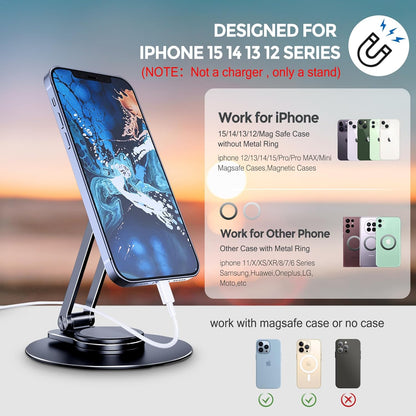 CreaDream Magnetic Phone Stand for Desk, Aluminum MagSafe iPhone Stand Foldable Adjustable, Cell Phone Stand Holder Compatible with iPhone 16 15 14 13 12 Pro Max and Magsafe Case