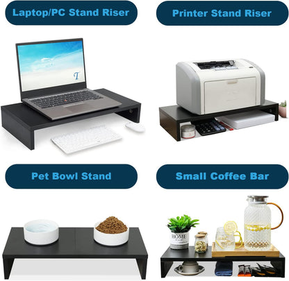 TEAMIX 20 inch White Monitor Stand Riser, Wood Desktop Stand for PC/TV/Laptop/Printer, White Monitor Riser with Storage, Computer Stand with Keyboard Organizer