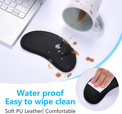 Dapesuom Keyboard Wrist Rest Set, Cute PU Leather Wrist Cushion for Computer Keyboard and Mousepad, Memory Foam Mouse Pad Rests Support with Non-Slip Base for Typing Pain Relief Laptop, Colonial White