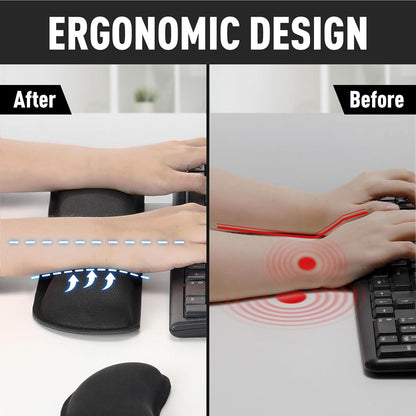 Gimars Upgrade Enlarge Silky and Superfine Fabric Gel Memory Foam Keyboard Wrist Rest Set, Ergonomic Keyboard Mouse Wrist Support for Typing Pain Relief, Comfort for Office, Gaming, Computer