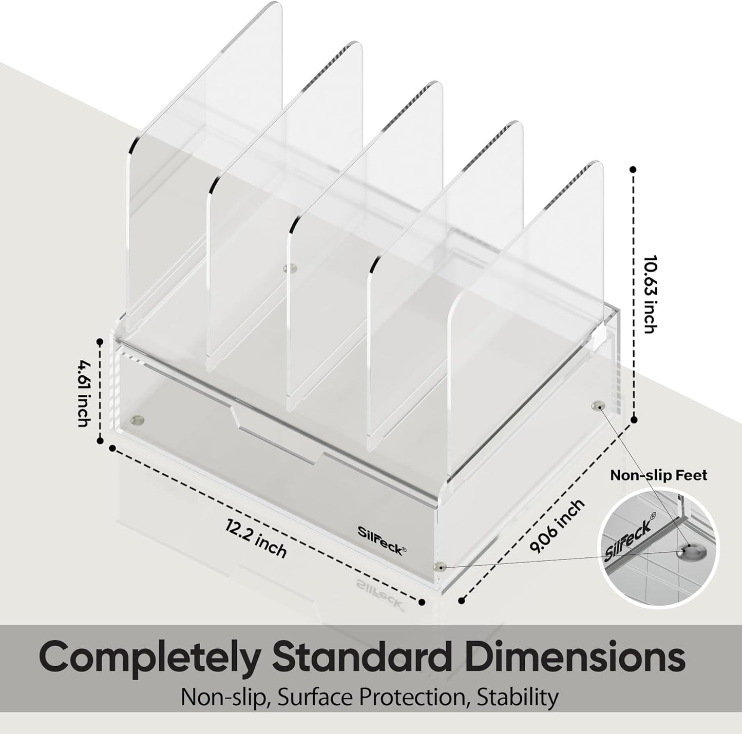 Silreck® Clear Acrylic File Organizer for Desk – Desktop Document Holder for A4 & Letter Size Papers, Sturdy Acrylic to Keep Office & Home Documents Neat