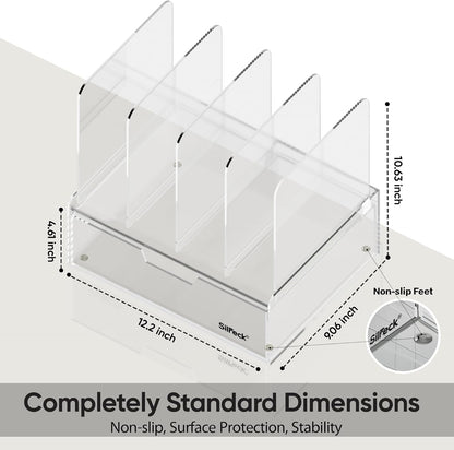 Silreck® Clear Acrylic File Organizer for Desk – Desktop Document Holder for A4 & Letter Size Papers, Sturdy Acrylic to Keep Office & Home Documents Neat