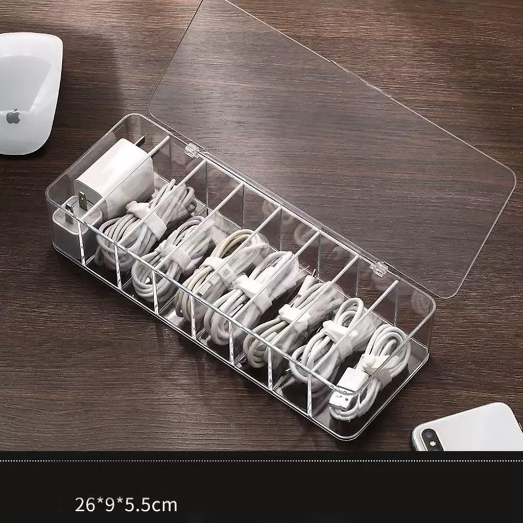 2Pcs cord organizer box, 10.2 x 3.5 x 2.2in, Desktop Cord Organizer with Compartments (2)