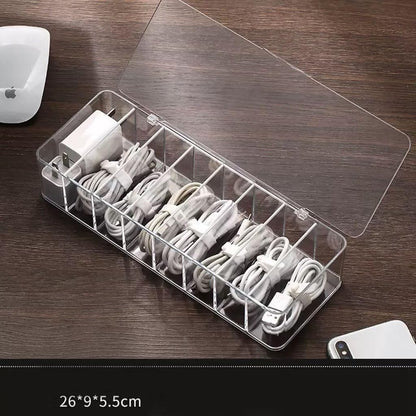 2Pcs cord organizer box, 10.2 x 3.5 x 2.2in, Desktop Cord Organizer with Compartments (2)