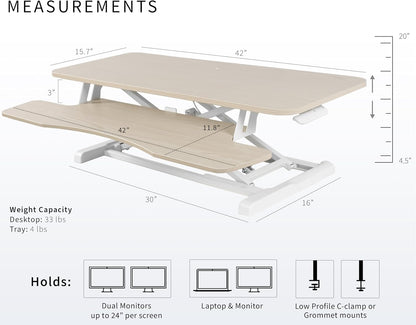 VIVO 26 inch Desk Converter, K Series, Height Adjustable Sit to Stand Riser, Dual Monitor and Laptop Workstation with Keyboard Tray, Black, DESK-V026KB