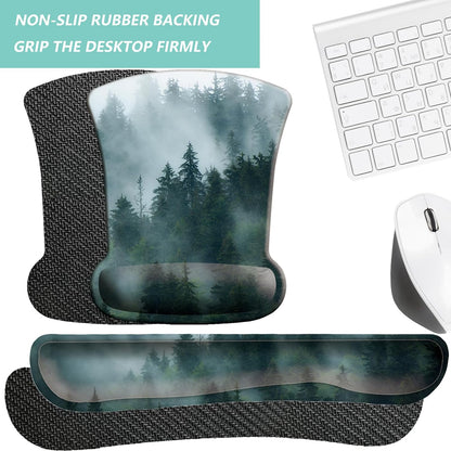 Keyboard Wrist Rest Pad Mouse Pad with Wrist Support Set of 3, Gaming Mousepad with Non-Slip Rubber Base, Ergonomic Memory Foam Mouse Cushion Support for Home Office Laptop Computer, Navy Blue