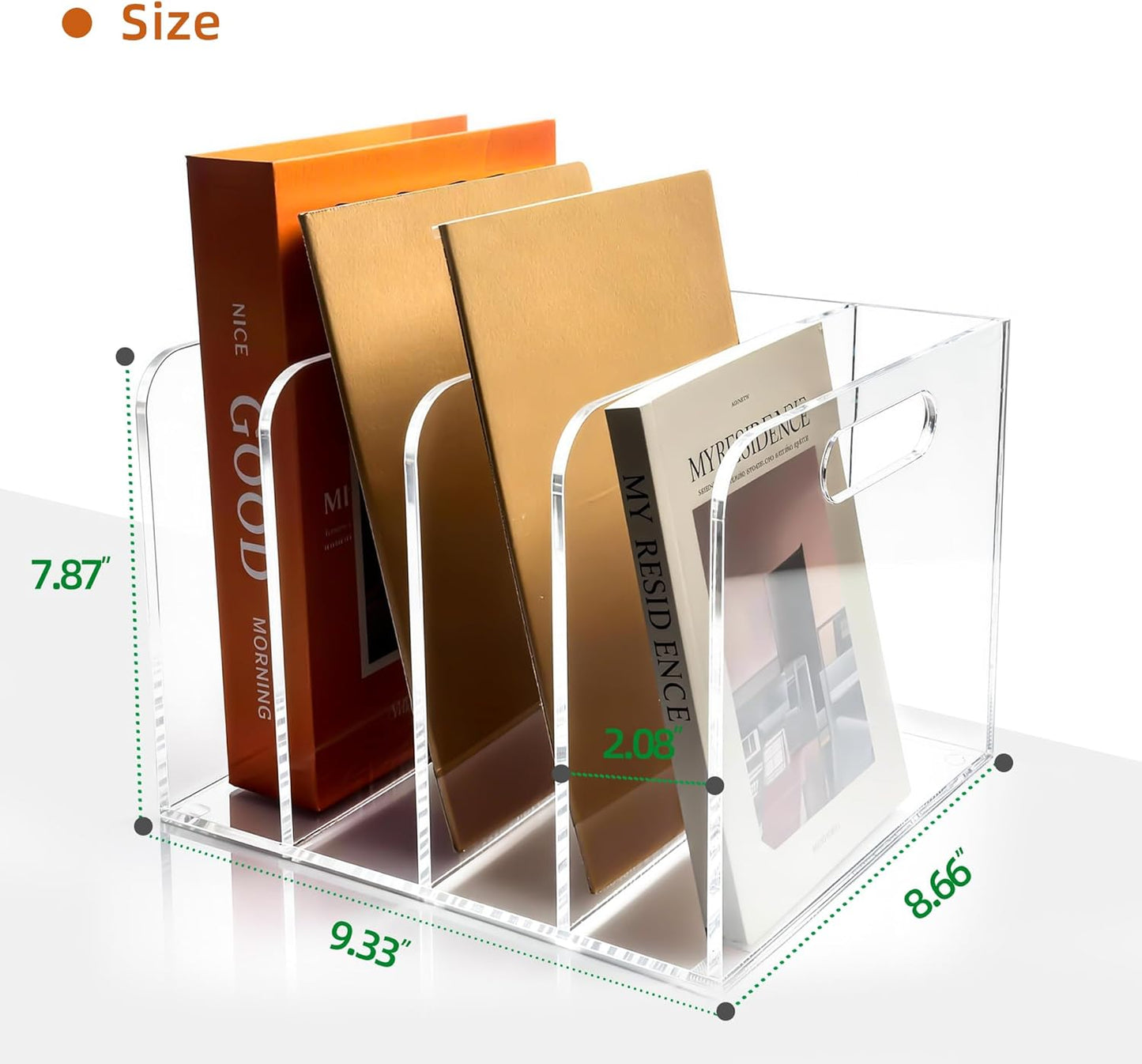 Acrylic Magazine File Holder, 4 Vertical Compartments Desk Document Sorter Organizer, Clear Folder Rack Binder for Office, Documents, Tablets, Magazines, Books – Home/Classroom Rack