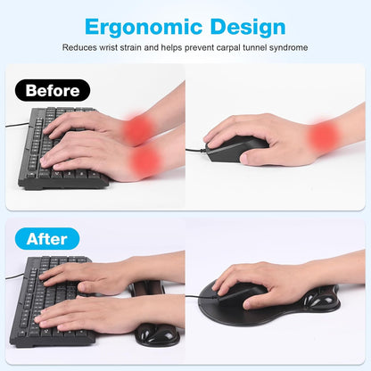 Gel Mouse pad & Keyboard Wrist Rest Set, Ergonomic Keyboard and Mousepad with Wrist Support, Keyboards Wrist Rest, Computer Keyboards Pad, Cooling Gel Blue
