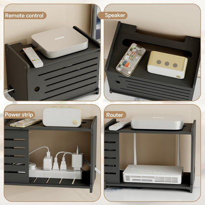 Wooden WiFi Router Storage Box Hider Shelf, Decorative Projector Box Hider Rack Countertop, for Cable, Modem, Internet, Router Power Cover Storage Organizer Cabinet Wall Mounted, Solid Wood