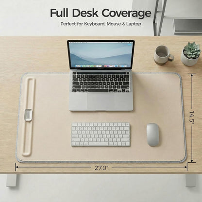 Desk Mat – Double-Sided Vegan Leather & Felt | Built-In Magnetic Cable Organizer & File Storage | Premium Workspace Pad for Office, Gaming & Creative Professionals-（Green）