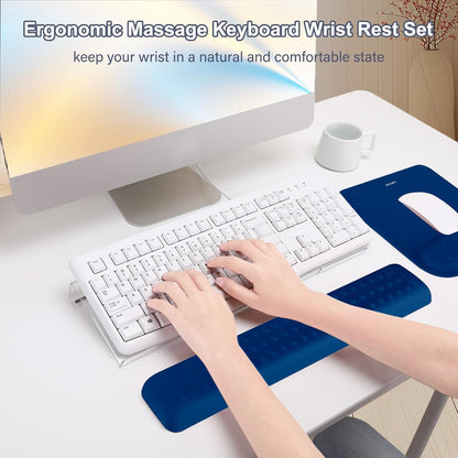 MOSISO Computer Keyboard Stand&Wrist Rest Support for Keyboard &Mouse Pad Set, Ergonomic Massage Wrist Rest Set, Easy Typing Working Acrylic Clear Stand for Office Home, Apricot