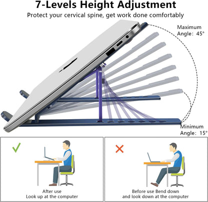 Laptop Stand, Computer Tablet Stand, Adjustable Aluminum Foldable Portable Laptop Holder Riser, Compatible with MacBook Air Pro, Lenovo, HP, Dell, More 10-15.6” Laptops and Tablets (Red)