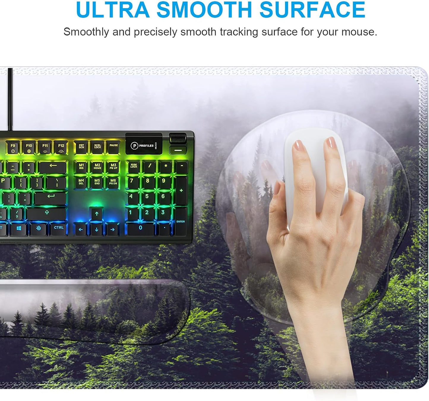iCasso Desk Mat, Gaming Mouse Pad Wrist Support Set,4in1 XXL Large Mousepad + Keyboard Wrist Rest+Mouse Wrist Rest+Coaster Set with Ergonomic Design for Home Office Table Computer-Penoy