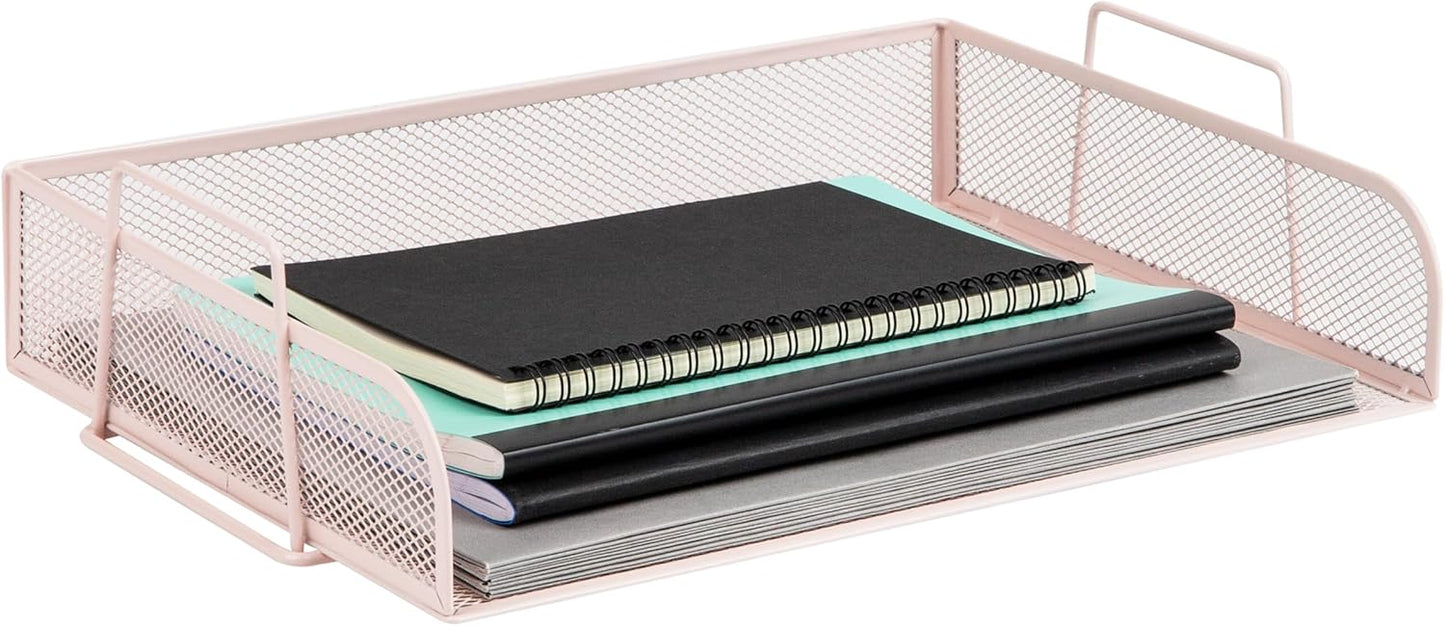 Mind Reader Stackable Paper Tray, Desktop Organizer, File Storage, Office, Metal Mesh, 4 Pcs., Black