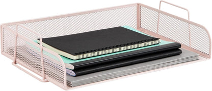 Mind Reader Stackable Paper Tray, Desktop Organizer, File Storage, Office, Metal Mesh, 4 Pcs., Black