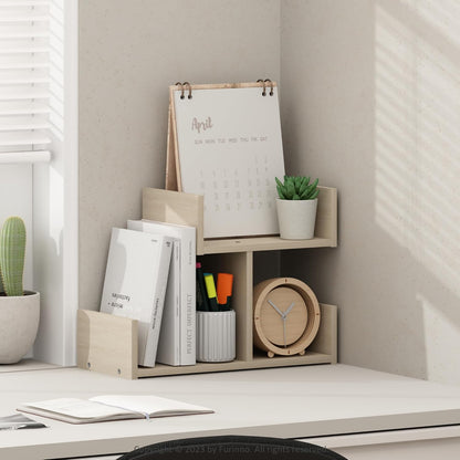 Furinno Classic Desk Organizers and Accessories, 2-Tier Monitor Riser, Office Organization, Desk Top Book Shelf, for Office Supplies, Office Desk Accessories, Dark Espresso