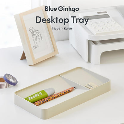 BLUE GINKGO Desk Holder – Korean-Made Office Organizer for Pencils, Pens, Notes, and Desk Supplies (White)