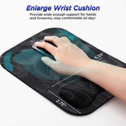 Gimars Elongate Smooth Lycra Fabric Ergonomic Mouse Pad Wrist Support, Gel Memory Foam Cushion Set Keyboard Wrist Rest Support, Pain Relieve for Computer, Laptop, Office, School, Home, Gaming, Black
