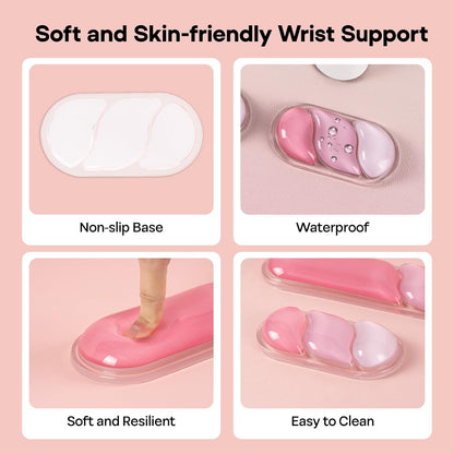 EPOMAKER CloudGel Wrist Rest for Keyboard and Mouse, 2 Pieces Silicone Wrist Support, Anti-Slip Rubber Bottom, Ergonomic Design, Suitable for Office/Computer/Laptop/Gaming (Pink)