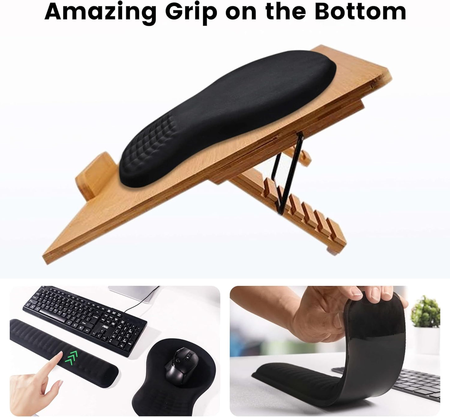 MEKASS Ergonomic Mouse Pad and Keyboard Wrist Rest Set, Super Soft Memory Foam Desk Wrist Support for Computer Keyboard, Non-Slip Arm Palm Rests Cushion for Typing Gaming Office Laptop Mac (Black)