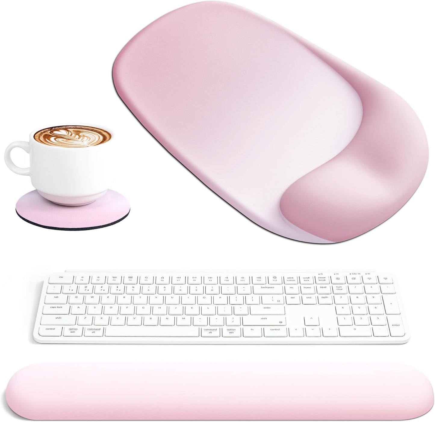 Ospelelf Wrist Rest for Keyboard and Mouse Ergonomic Mouse Pad with Wrist Support Memory Foam Wrist Rest for Computer Keyboard,3-in-1 Gel Mouse and Keyboard Pad for Office Geometry Green