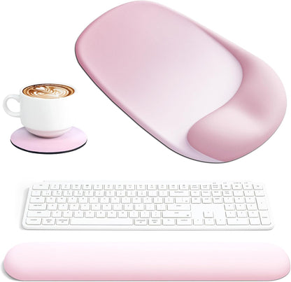 Ospelelf Wrist Rest for Keyboard and Mouse Ergonomic Mouse Pad with Wrist Support Memory Foam Wrist Rest for Computer Keyboard,3-in-1 Gel Mouse and Keyboard Pad for Office Geometry Green