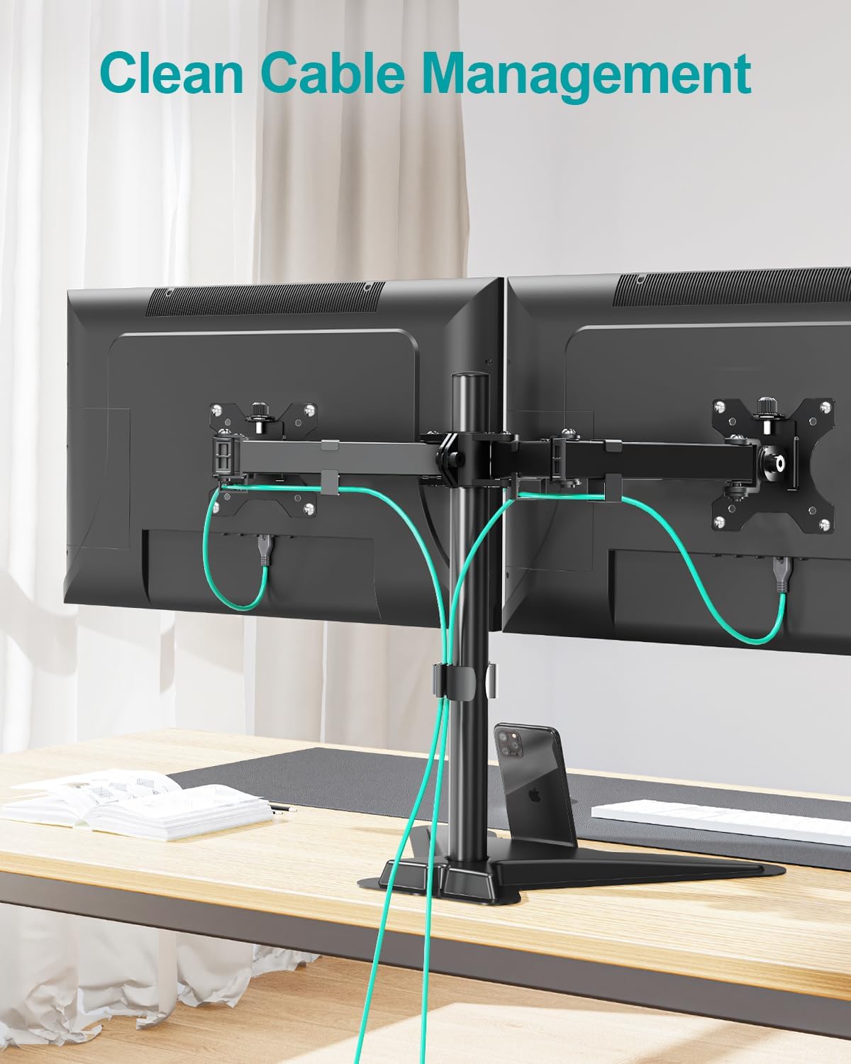 MOUNT PRO Single Monitor Stands Fits 13-32 inch/17.6 lbs Screen, Free-Standing Computer Monitor Mount for Desk, Display Standing with Adjustable Height/Tilt/Swivel/Rotation, VESA 75x75 100x100