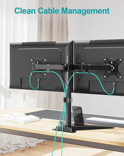 MOUNT PRO Single Monitor Stands Fits 13-32 inch/17.6 lbs Screen, Free-Standing Computer Monitor Mount for Desk, Display Standing with Adjustable Height/Tilt/Swivel/Rotation, VESA 75x75 100x100