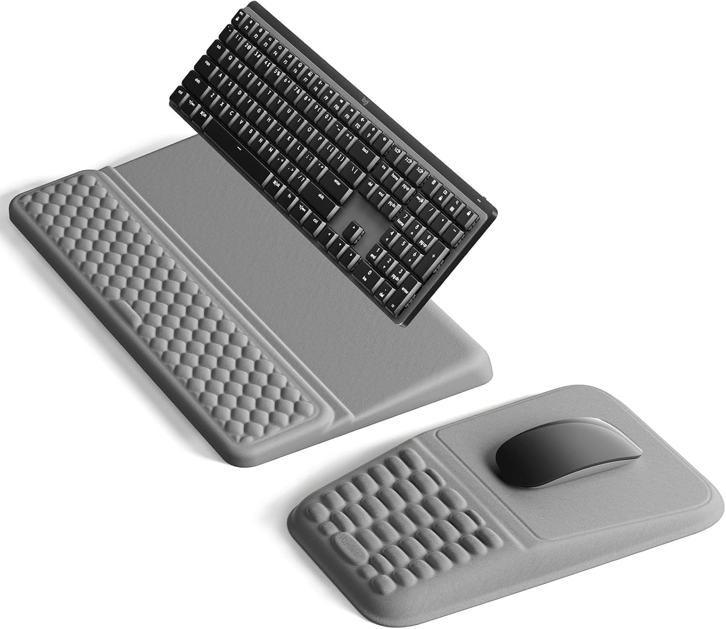 Vaydeer Keyboard Stand and Mouse Pad Set with Wrist Rest, Soft Memory Foam Wrist Support, Ergonomic Wrist Cushion for Desk, Relieves Carpal Tunnel Pain, Palm Hand Typing for Office, Home, Gaming