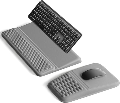 Vaydeer Keyboard Stand and Mouse Pad Set with Wrist Rest, Soft Memory Foam Wrist Support, Ergonomic Wrist Cushion for Desk, Relieves Carpal Tunnel Pain, Palm Hand Typing for Office, Home, Gaming