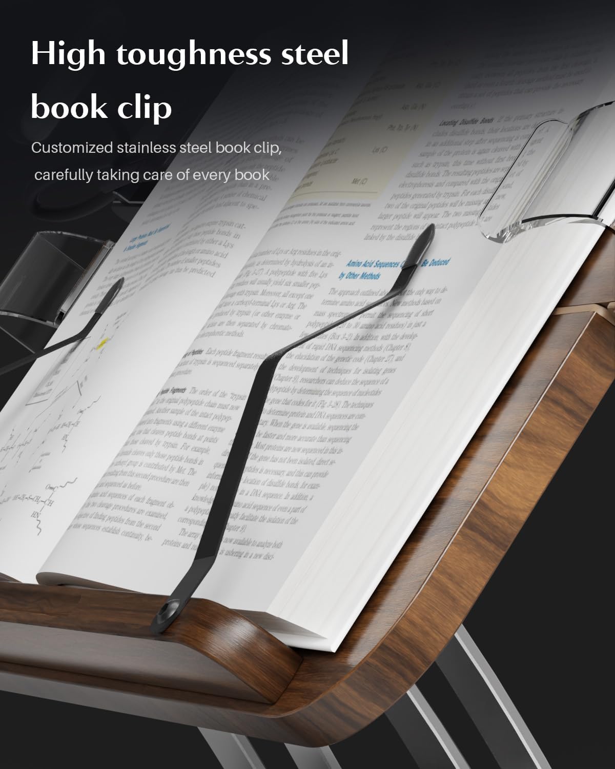 Book Stands for Reading,Adjustable Book Holder with 360° Rotating Metal Base,Foldable Cookbook Stand, Reading Hands Free with ABS Expandable Page Clips for Recipe,Textbook,Laptop