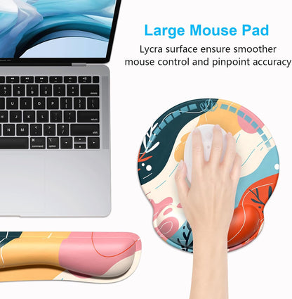 Dapesuom Keyboard Wrist Rest and Mouse Pad with Wrist Support, Cute Memory Foam Cushion for Keyboard and Mouse Set, Ergonomic Desktop Pad Rests with Non Slip Base for Easy Typing & Pain Relief, Pink