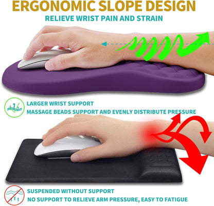 Hokafenle 2 in 1 Ergonomic Mouse Pad Wrist Support & Wrist Rest for Computer Keyboard Set, with Relieve Carpal Tunnel Pain Massage Bulge and Full Memory Gel Design (2In1 Set, Light Green)