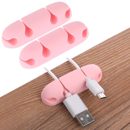 WLLHYF Cable Clips 3PCS Cord Wire Organizer Cable Management Holders 4 Hole Silicone Cable Harness USB Charging Accessory Cable Holder for Office and Home Desk (Black)