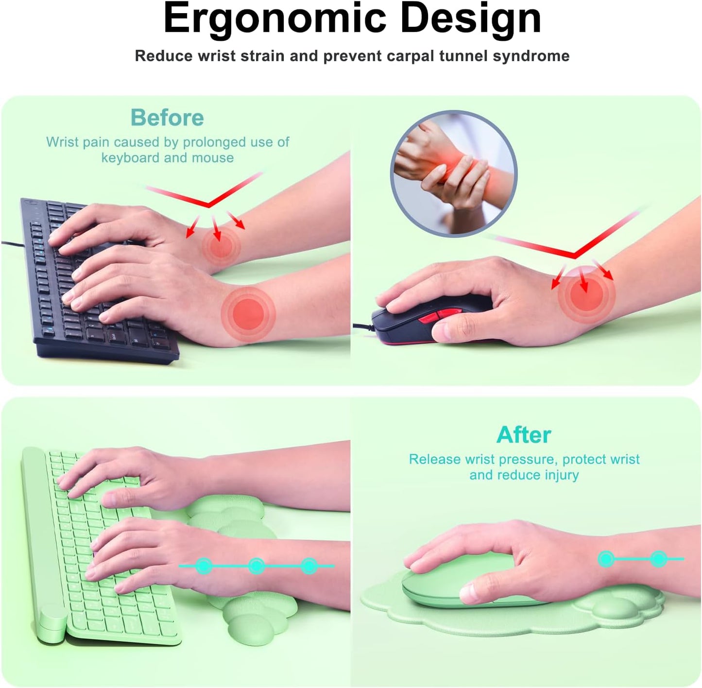 MOKURU Cloud Mouse Pad with Wrist Rest, Cloud Keyboard Wrist Rest, Mouse Pad Wrist Support, Ergonomic Keyboard Mouse Wrist Support White