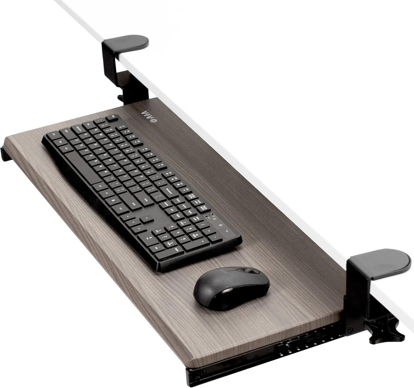VIVO Large Clamp-on Computer Keyboard and Mouse Under Desk Slider Tray, 27 x 11 inch Pull Out Platform Drawer, White, MOUNT-KB05W